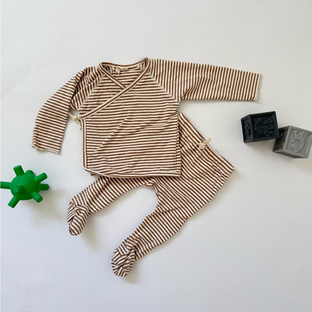 Quincy Mae Striped Brown Set